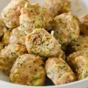Bowl of zucchini turkey meatballs.