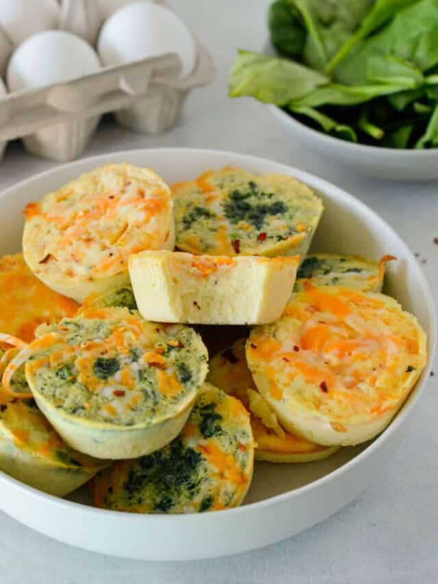 Plate of cottage cheese egg bites.