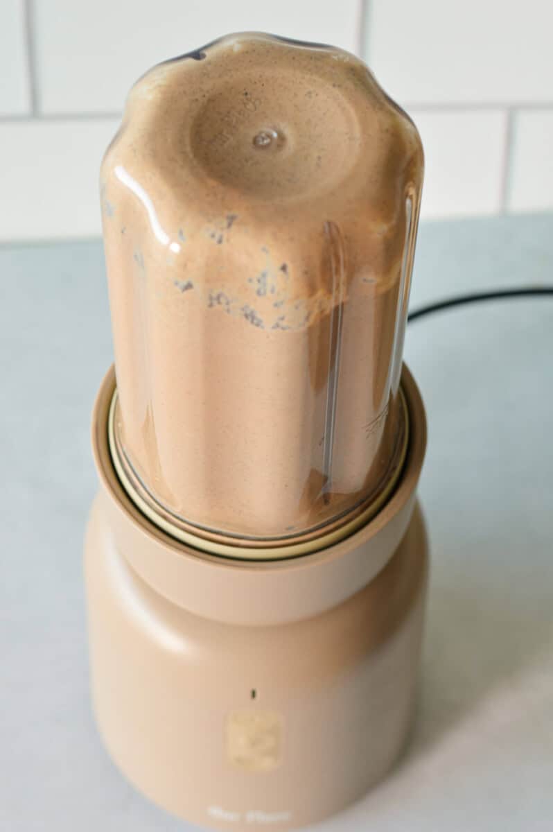 Blending espresso chia pudding base.