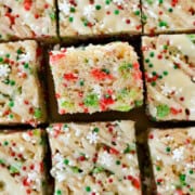 Birds eye of Christmas rice krispies treats.