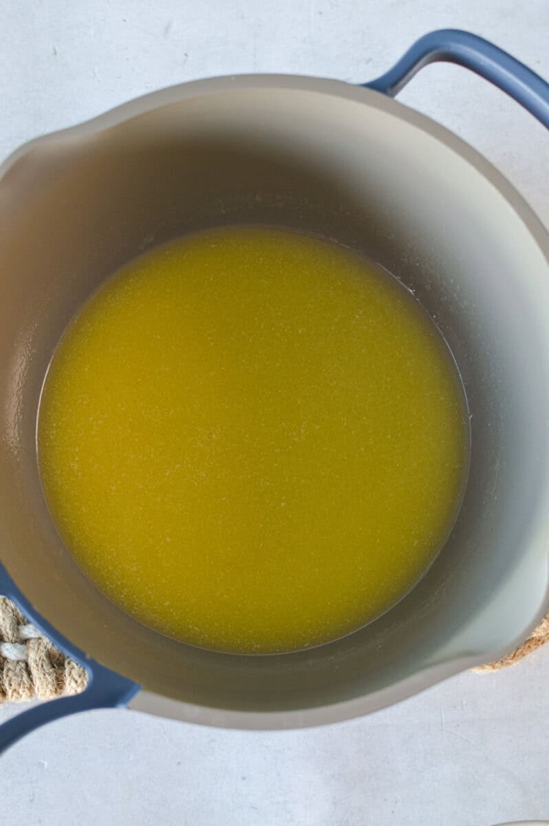 Melting butter in a pan.