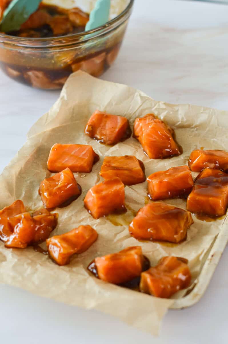 Cooking salmon in the air fryer.