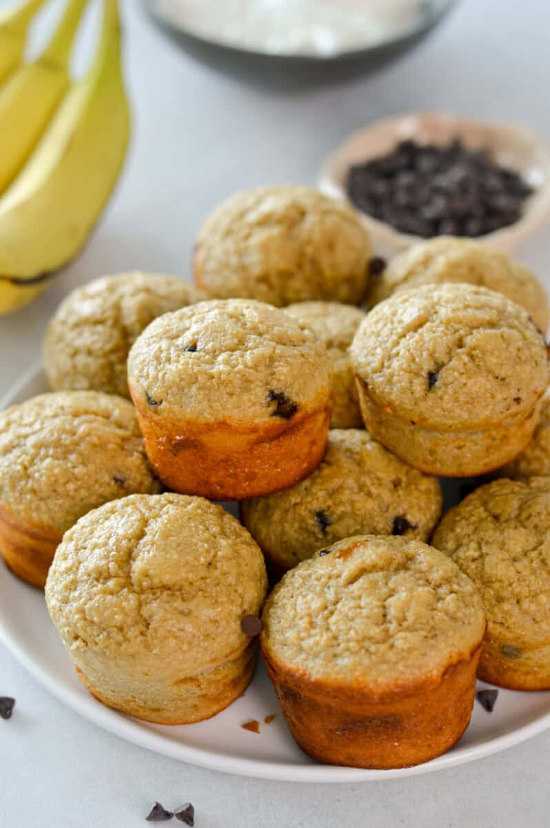 Plate of protein banana muffins.