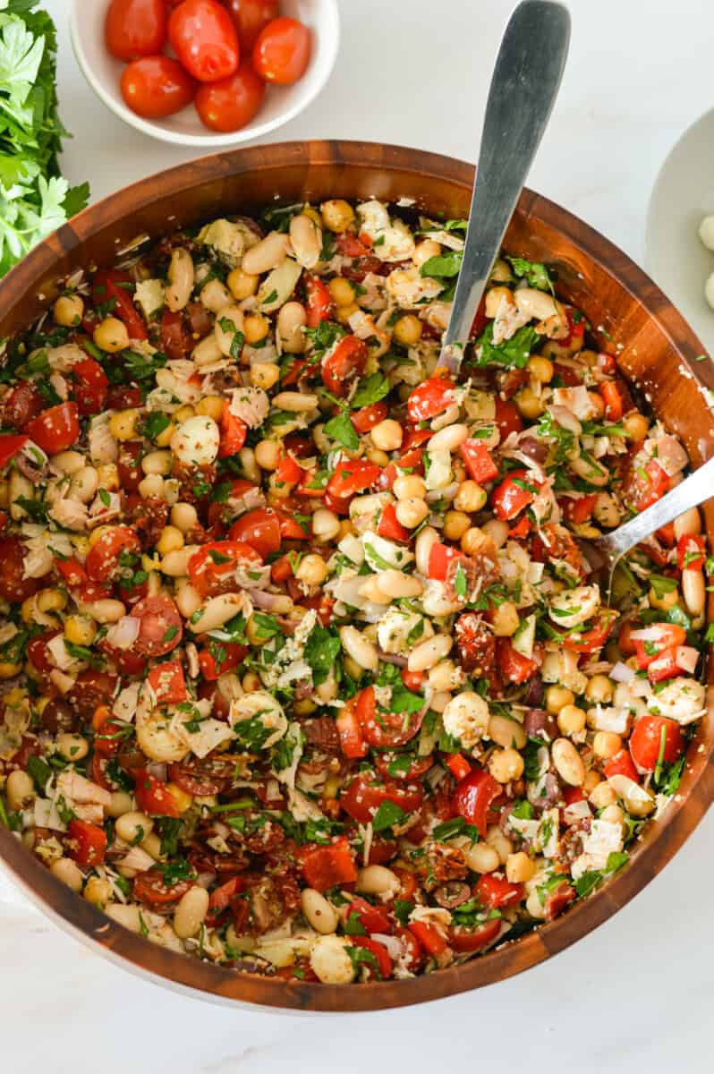 Birds eye of dense bean salad.