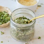 Jar of homemade ranch dip seasoning.