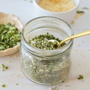 Jar of homemade ranch dip seasoning.