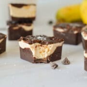 Piece of banana frozen yogurt bites.