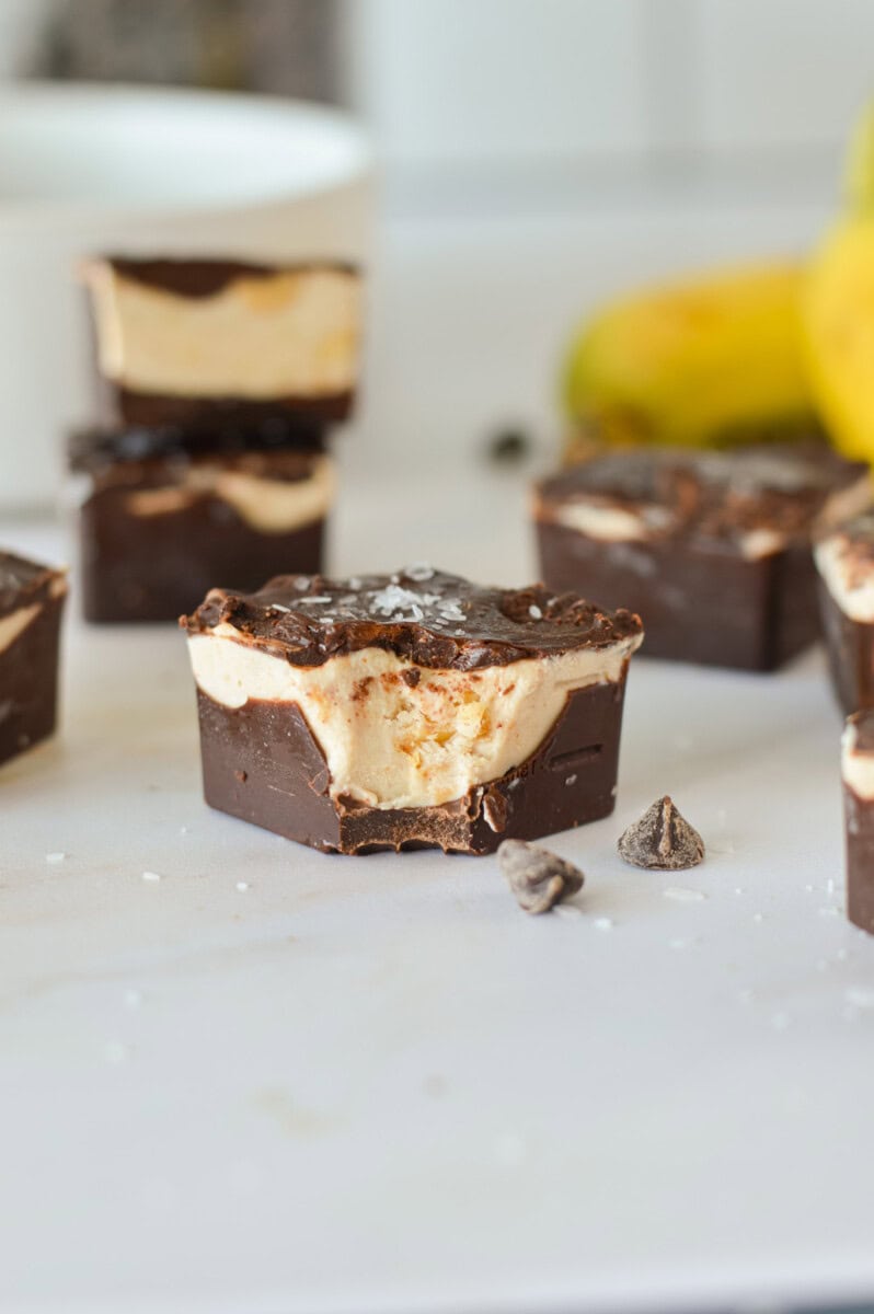 Piece of banana frozen yogurt bites.