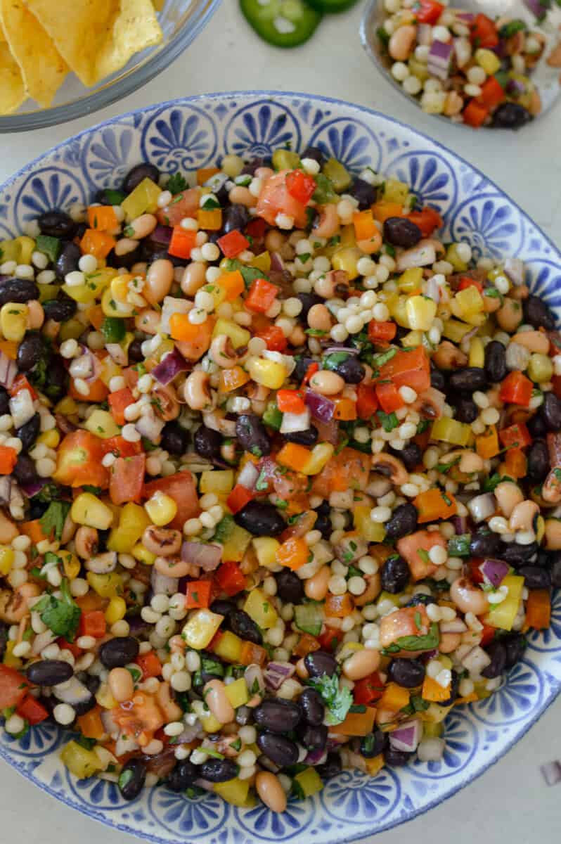 Birds eye of cowboy caviar couscous salad.