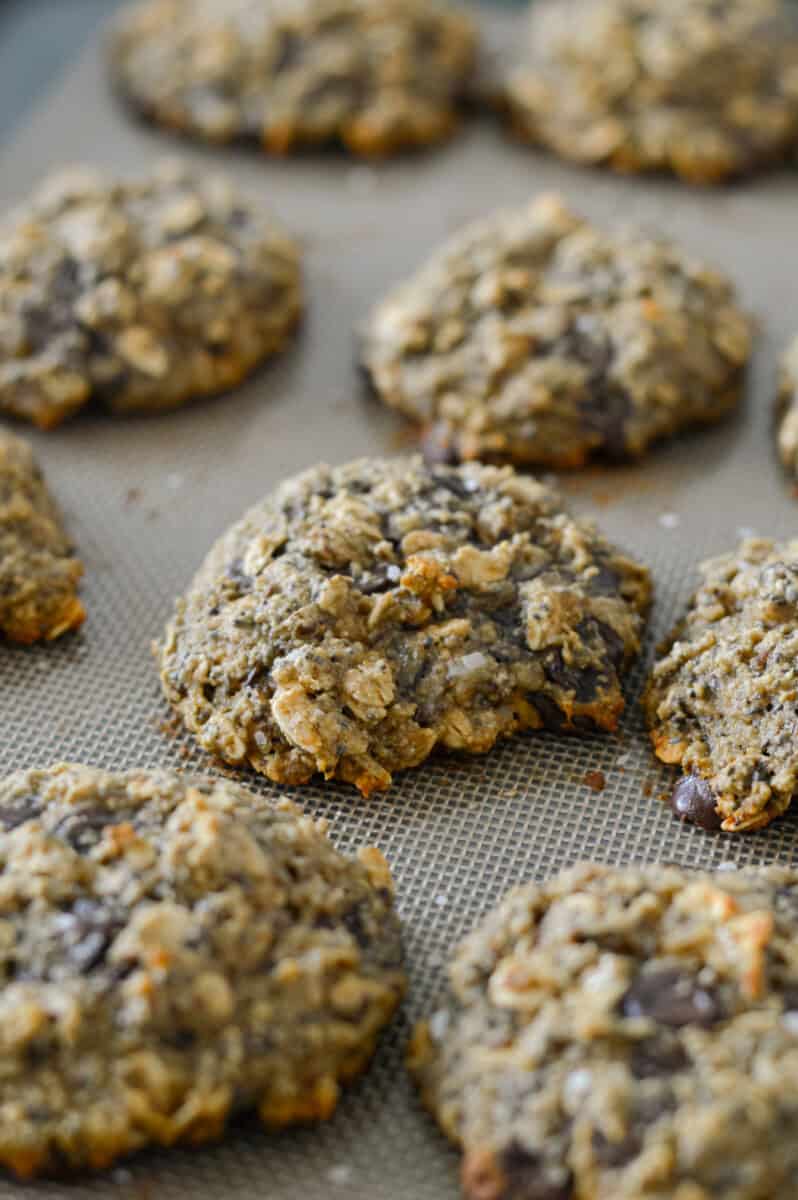 Close up of banana oatmeal cookies.