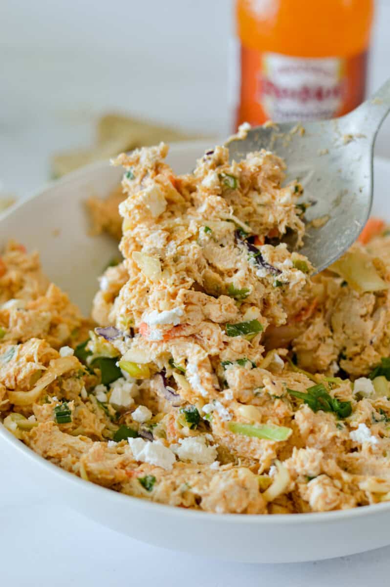 Close up of buffalo chicken salad.