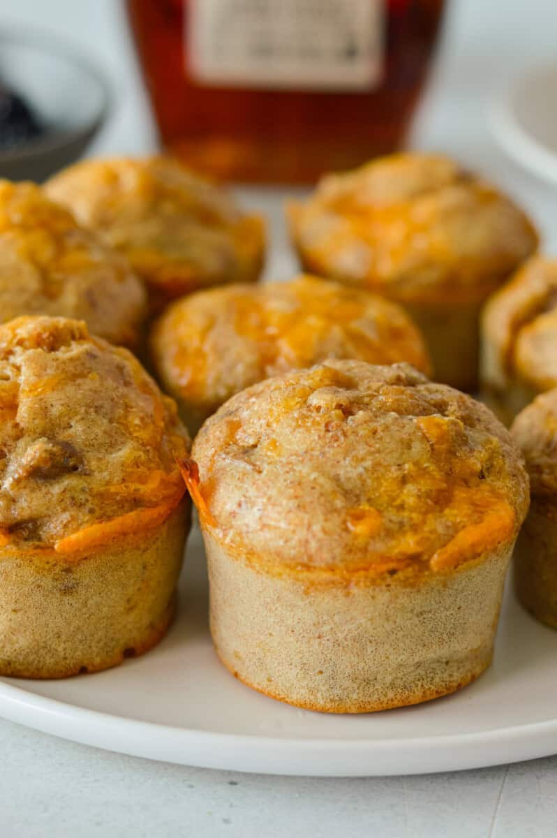 Close up of a McGriddle muffin on a plate.