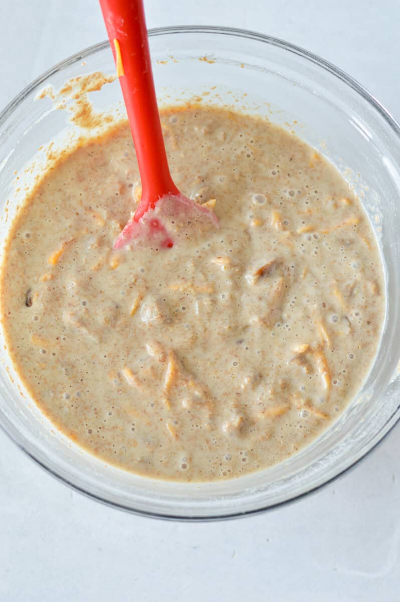Mixing McGriddle muffin batter.