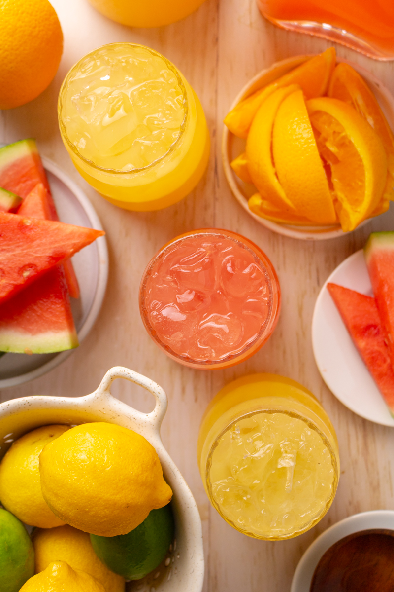 Birds eye of homemade electrolyte drinks recipe.